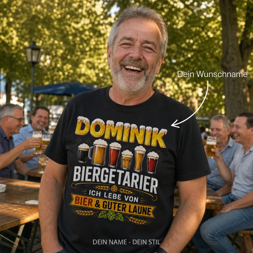 Personalisiertes Bier T-Shirt mit Namen - Bier und guter Laune