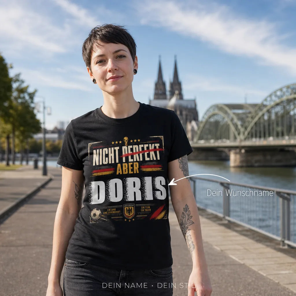 Personalisiertes Fußball Deutschland T-Shirt mit Namen - Nicht perfekt, aber leidenschaftlich