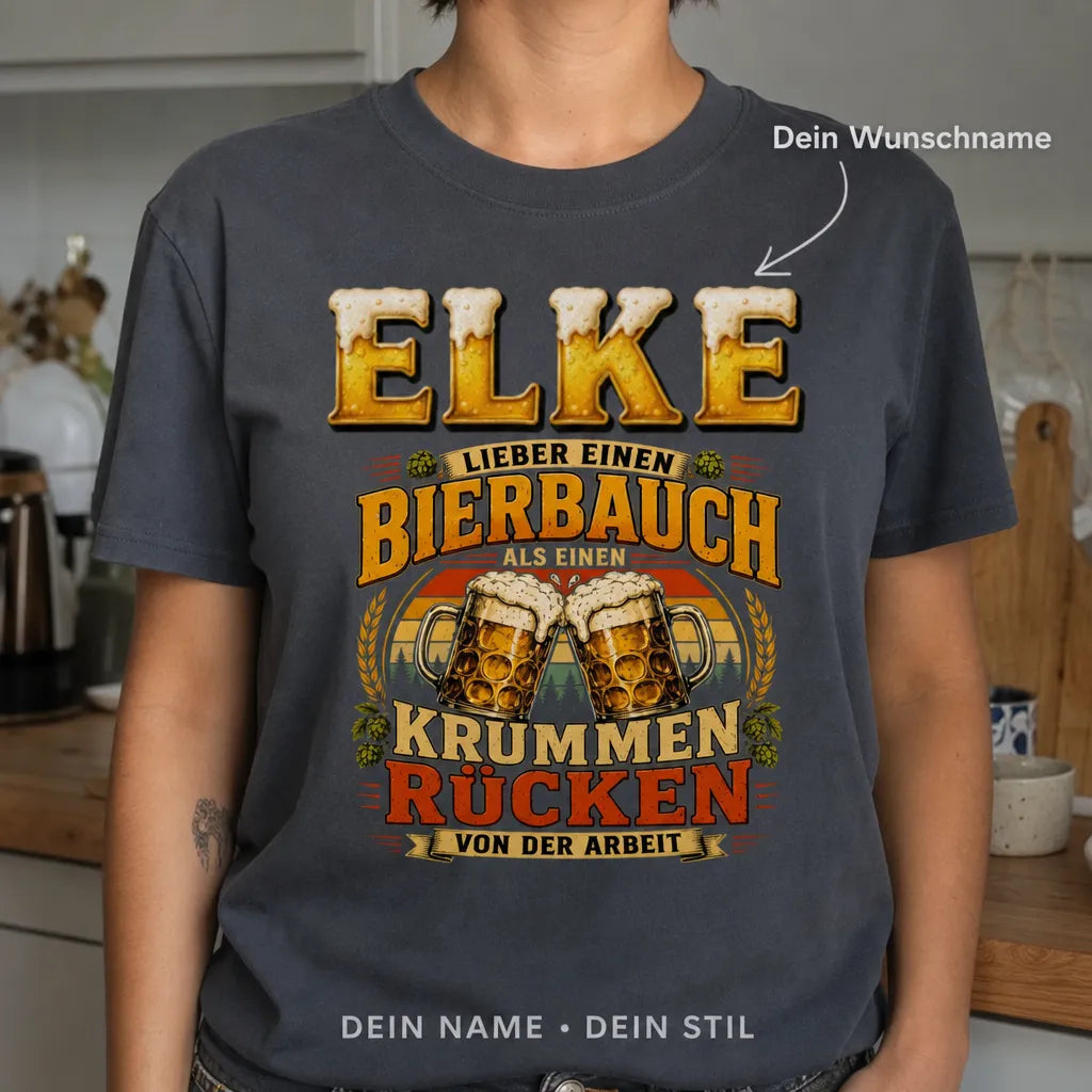 Personalisiertes Bier T-Shirt mit Namen - Nicht betrunken, nur happy