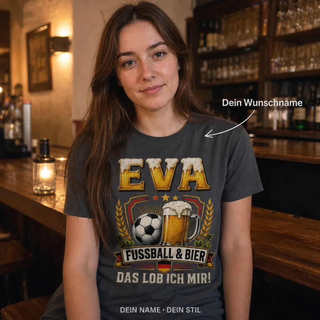 Personalisiertes Fußball Bier T-Shirt mit Namen - Das lobe ich mir