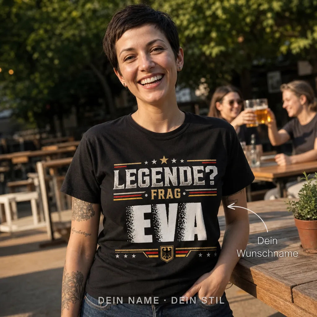 Personalisiertes Legende Deutschland T-Shirt mit Namen - Frag mich, ich bin die Legende