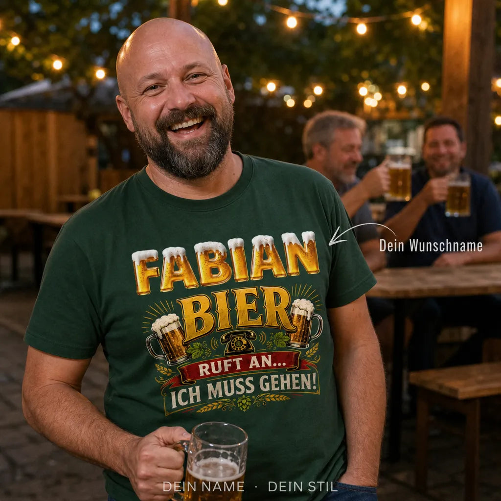 Personalisiertes Bier T-Shirt mit Namen - Gute Freunde, gutes Bier
