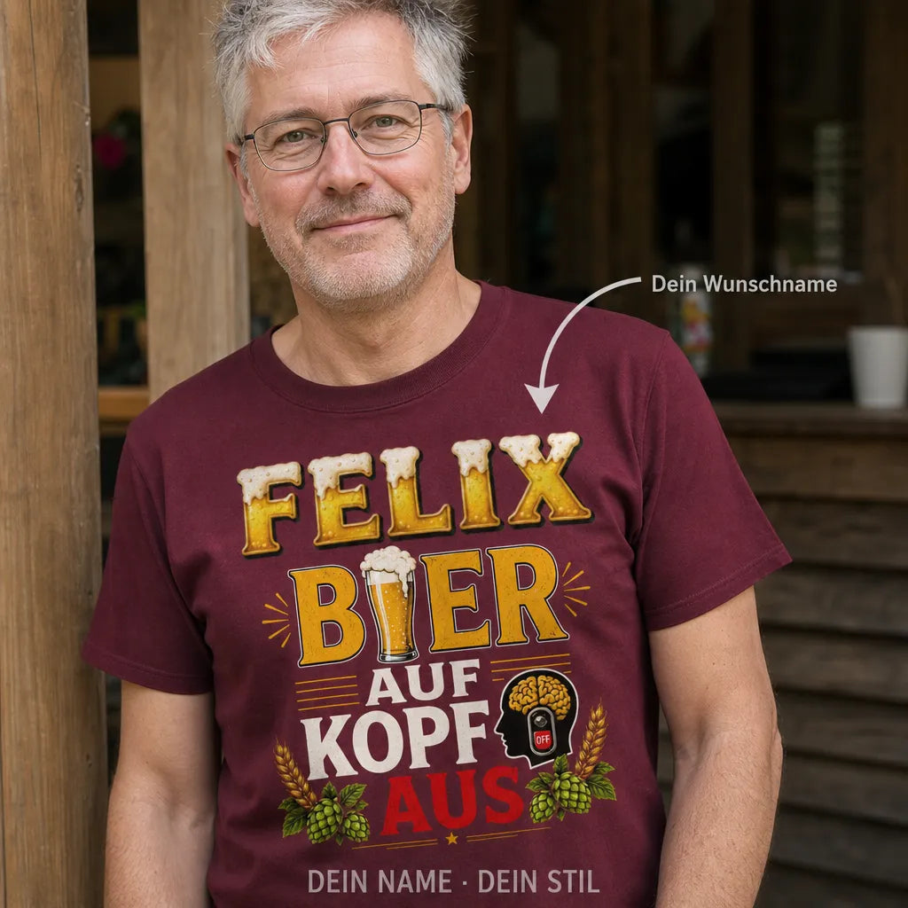 Personalisiertes Bier T-Shirt mit Namen - Egal, was die Frage war