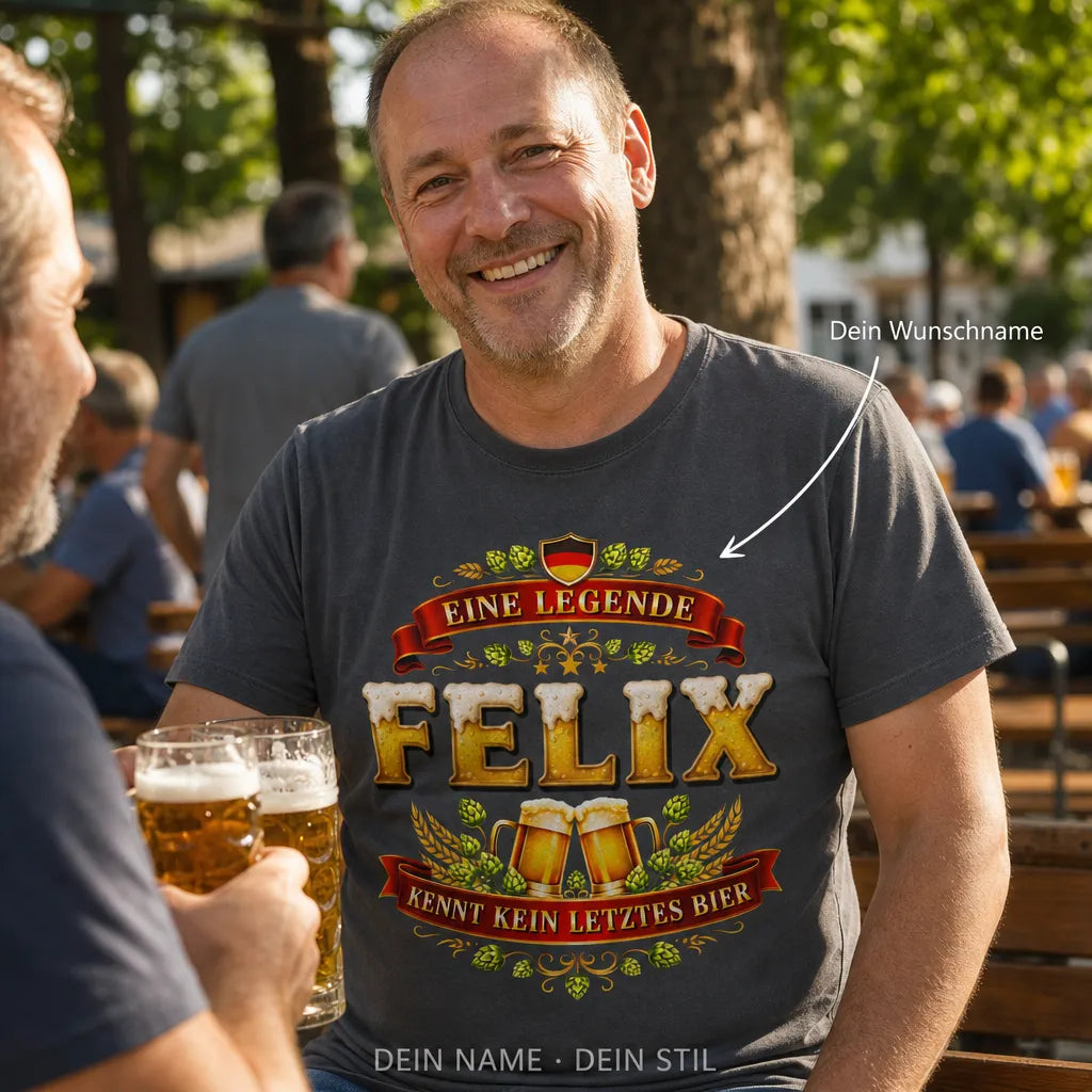 Personalisiertes Bier Wurst T-Shirt mit Namen - Prost und Guten Tag!