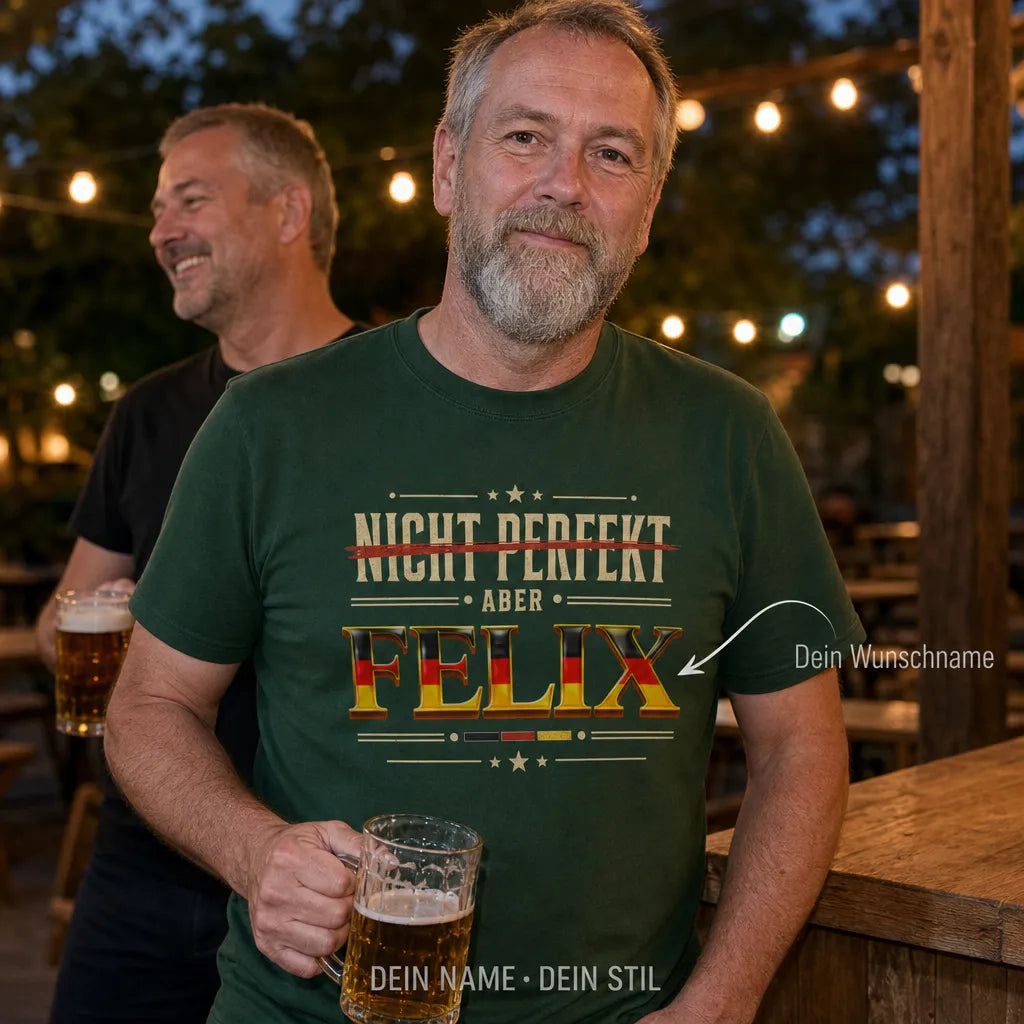 Personalisiertes Bier FuÃŸball T-Shirt mit Namen - Nicht perfekt, aber deutsch