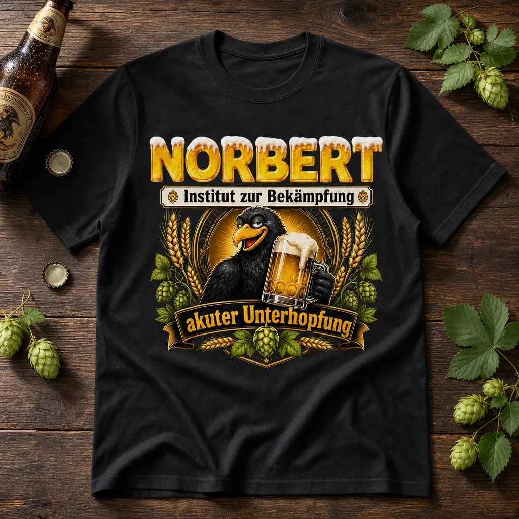 Personalisiertes Bier T-Shirt mit Namen - Institut gegen Unterhopfung