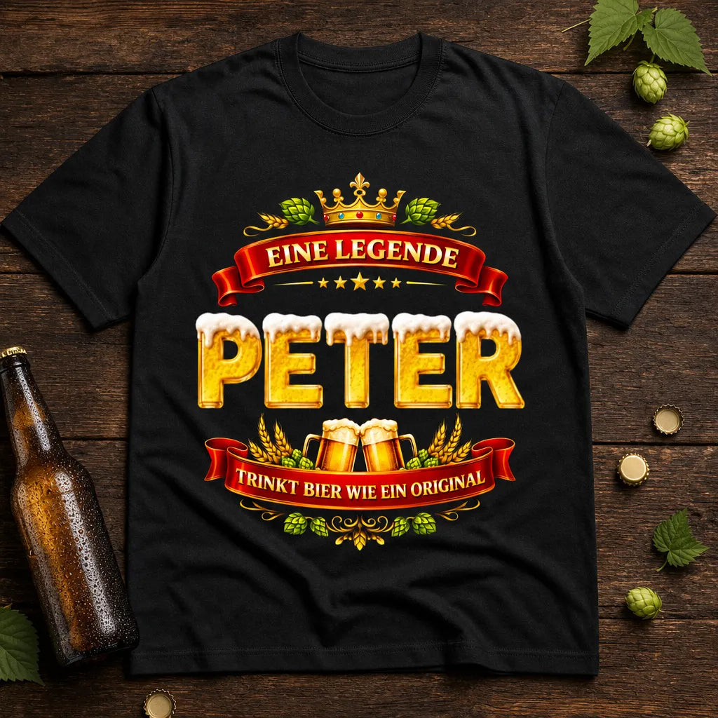 Personalisiertes Bier Legende T-Shirt mit Namen - Trinkt Bier wie ein Original