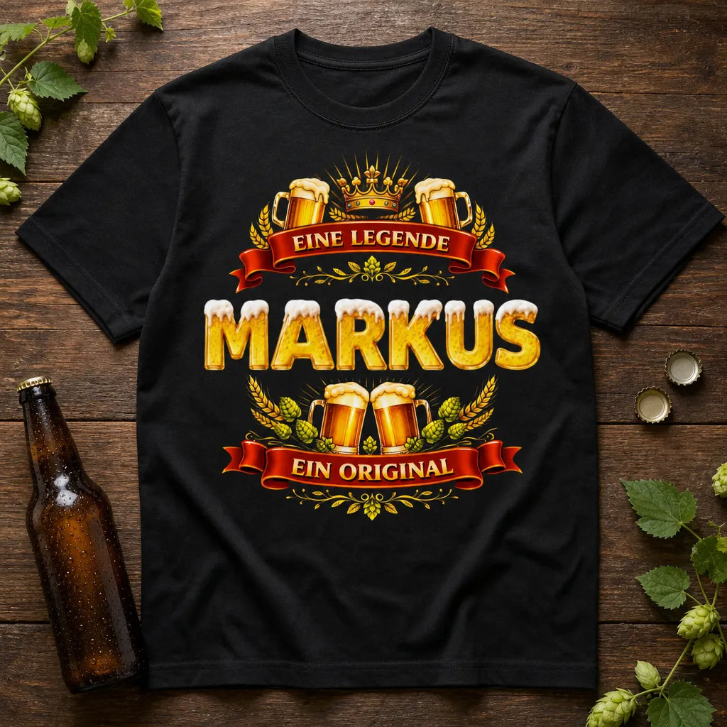 Personalisiertes Bier Legende T-Shirt mit Namen - Eine Legende, ein Original