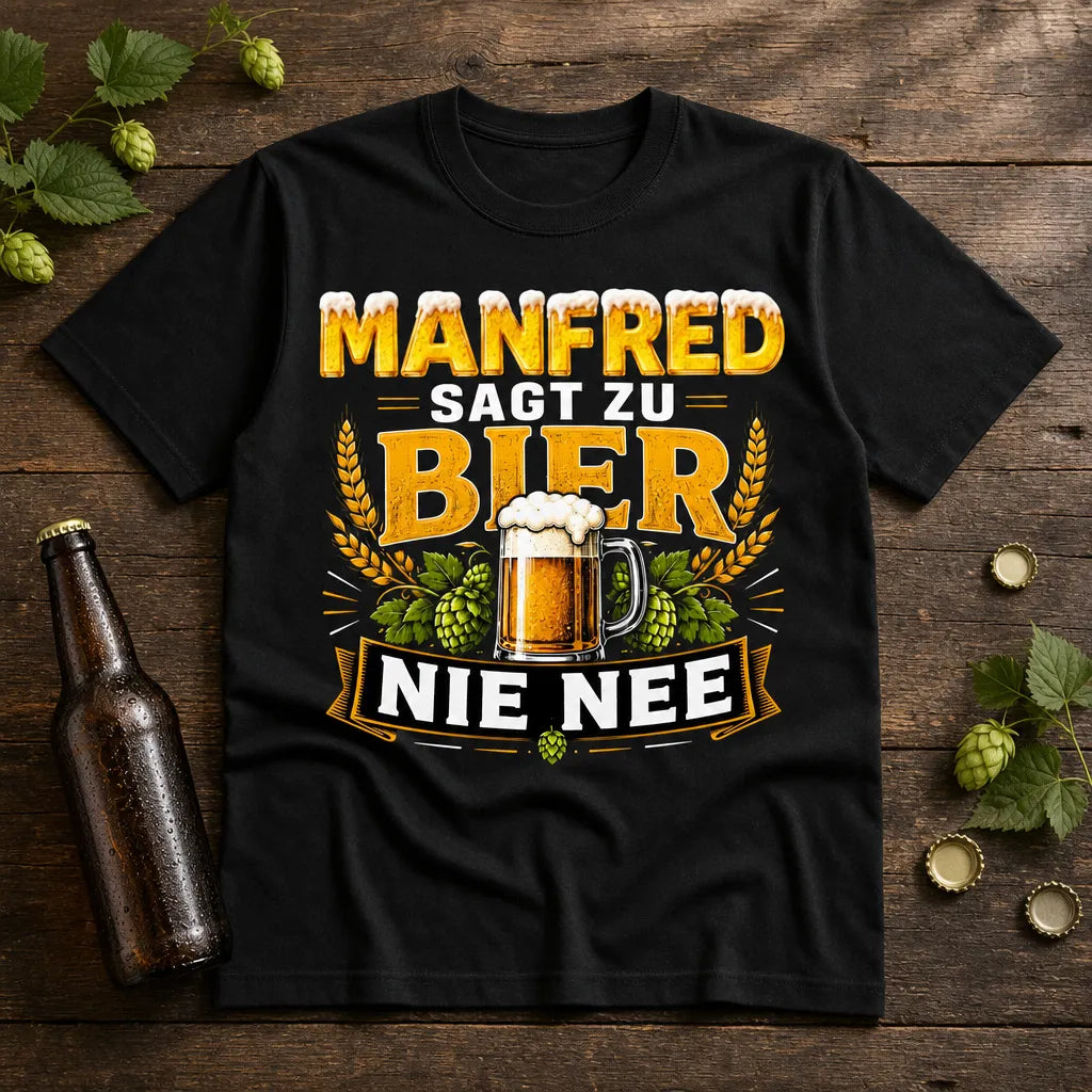 Personalisiertes Bier T-Shirt mit Namen - Sagt niemals Nee zum Bier
