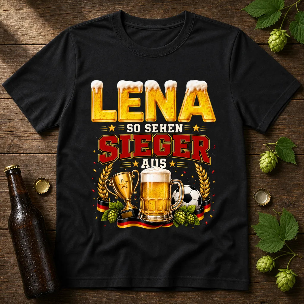 Personalisiertes Fußball Bier T-Shirt mit Namen - So sehen Sieger aus