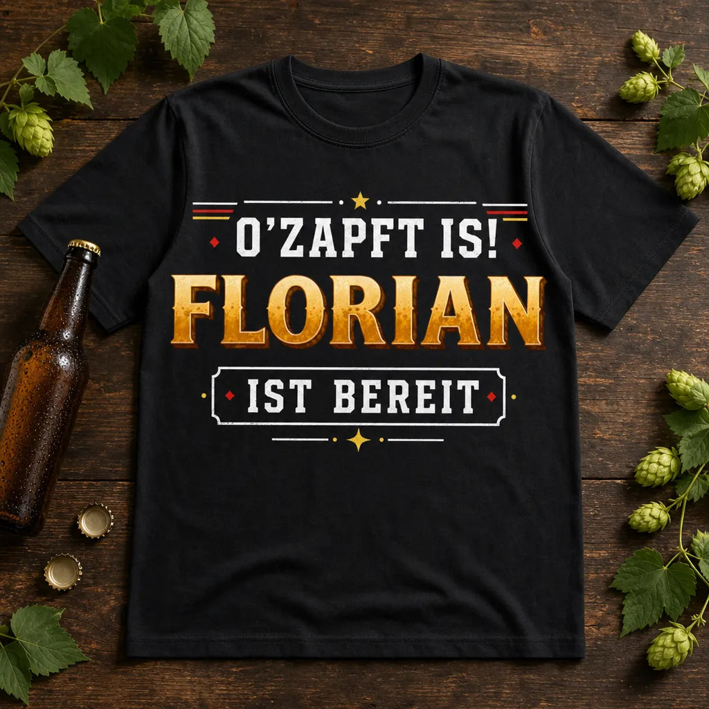 Personalisiertes Oktoberfest T-Shirt mit Namen - O'zapft is, ich bin bereit