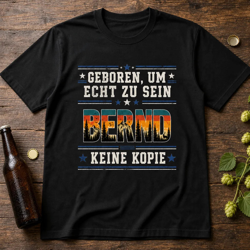 Personalisiertes Original T-Shirt mit Namen - Geboren echt, keine Kopie