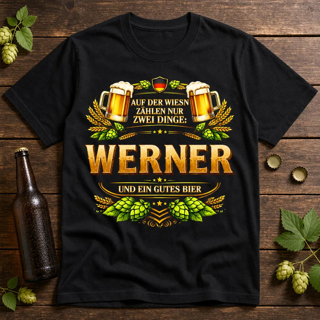 Personalisiertes Oktoberfest T-Shirt mit Namen - Nur du und gutes Bier