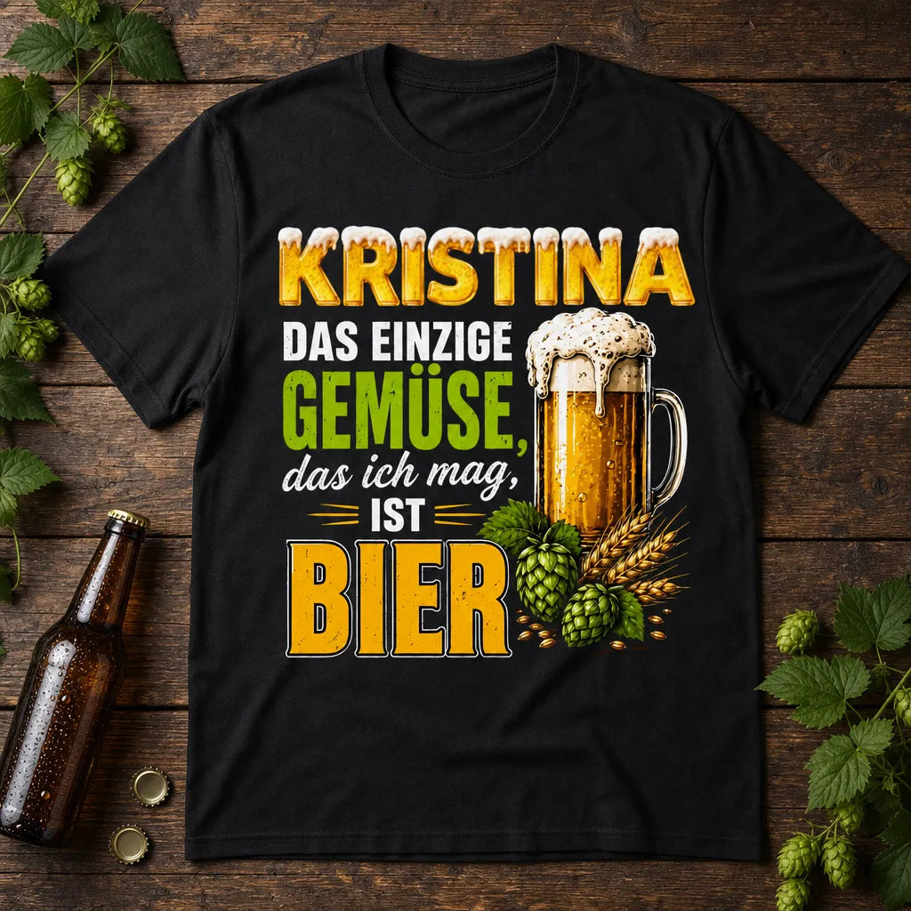 Personalisiertes Bier T-Shirt mit Namen - Gemüse, das ich mag