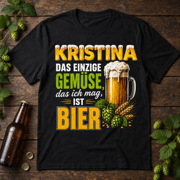 Personalisiertes Bier T-Shirt mit Namen - Gemüse, das ich mag