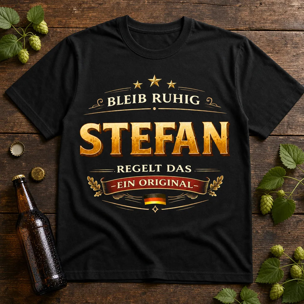 Personalisiertes Original T-Shirt mit Namen - Bleib ruhig, ich regel das