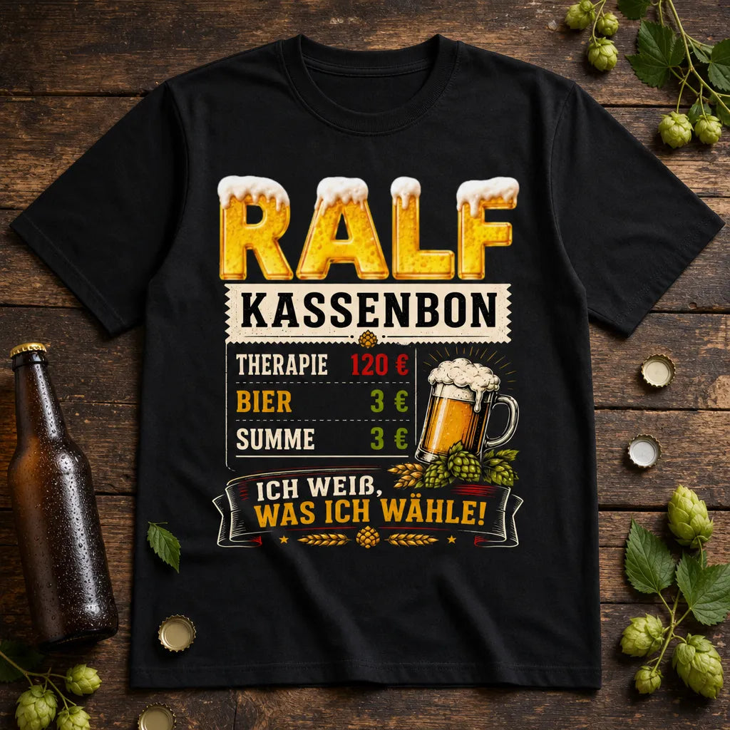 Personalisiertes Bier T-Shirt mit Namen - Ich weiß, was ich wähle!