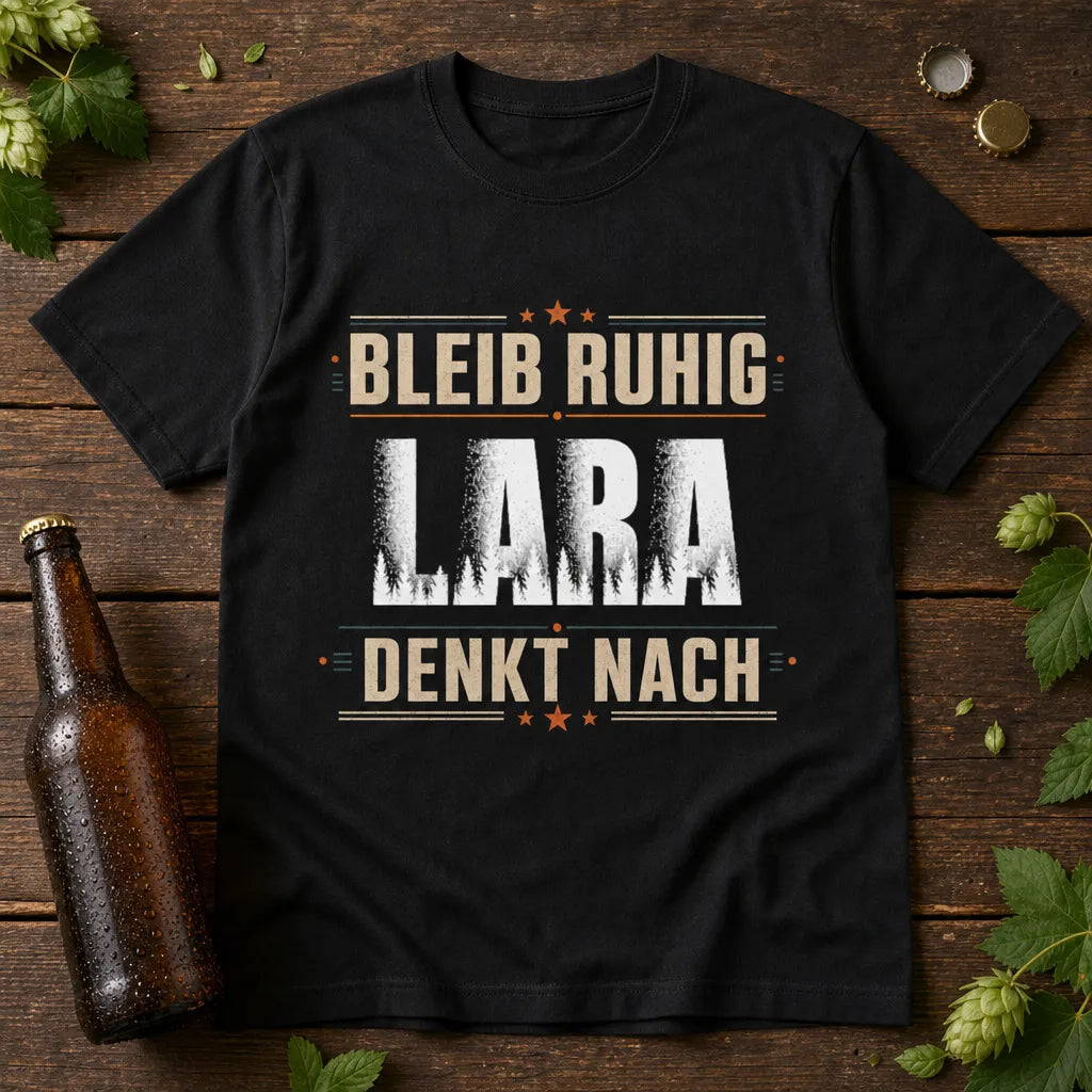 Personalisiertes Spruch T-Shirt mit Namen - Bleib ruhig, ich denk nach