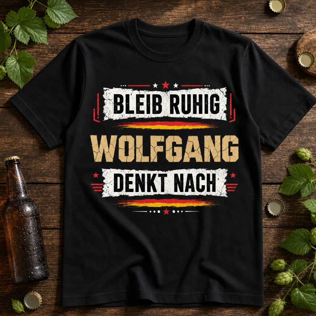 Personalisiertes Humor T-Shirt mit Namen - Bleib ruhig, ich denk nach