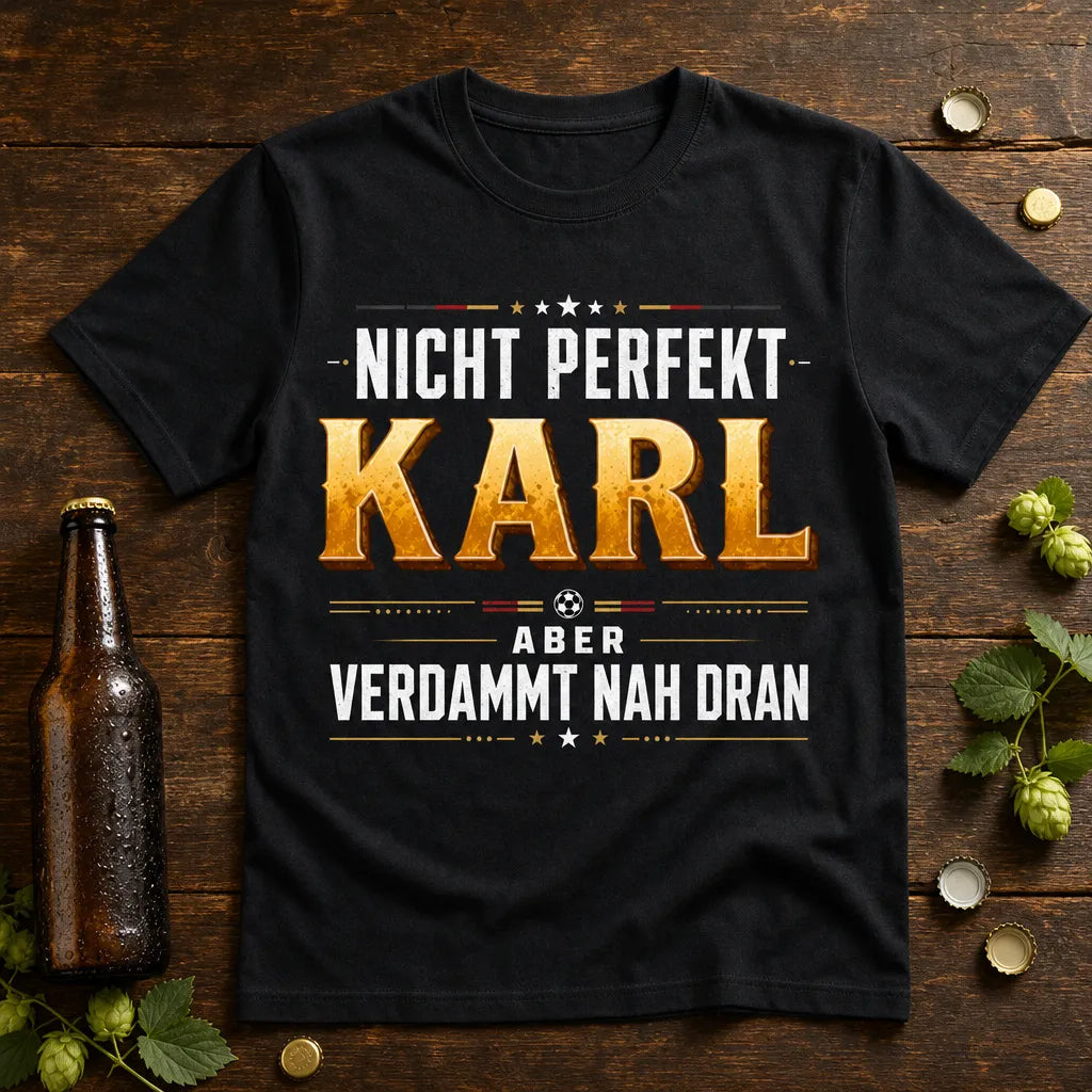 Personalisiertes Fußball T-Shirt mit Namen - Nicht perfekt, nah dran