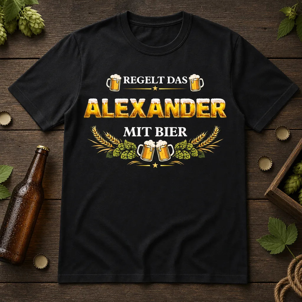 Personalisiertes Bier T-Shirt mit Namen - Natur trifft Biergenuss