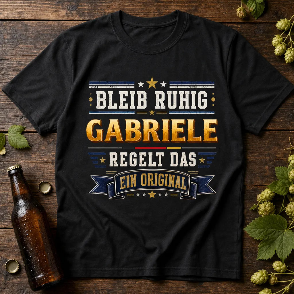 Personalisiertes Original T-Shirt mit Namen - Bleib ruhig, sie regelt das