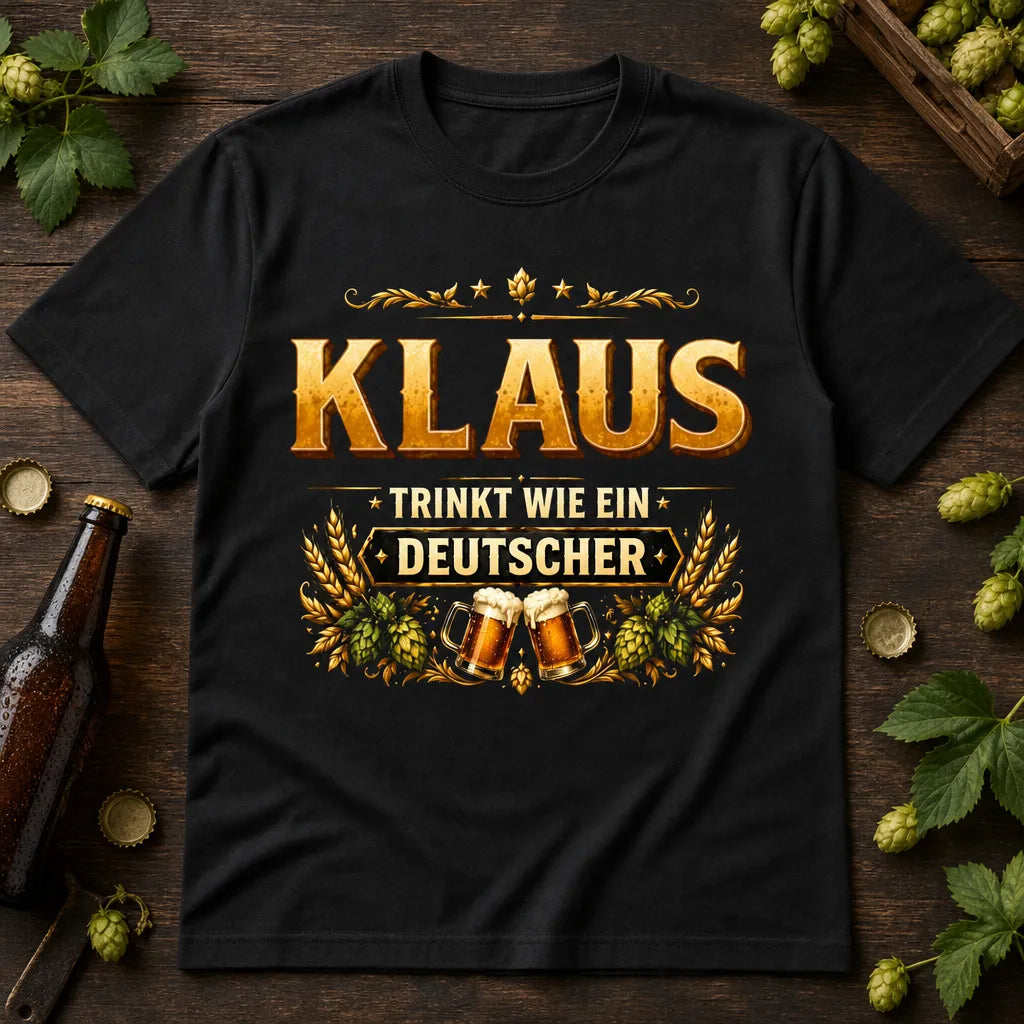 Personalisiertes Bier T-Shirt mit Namen - Trinkt wie ein Deutscher