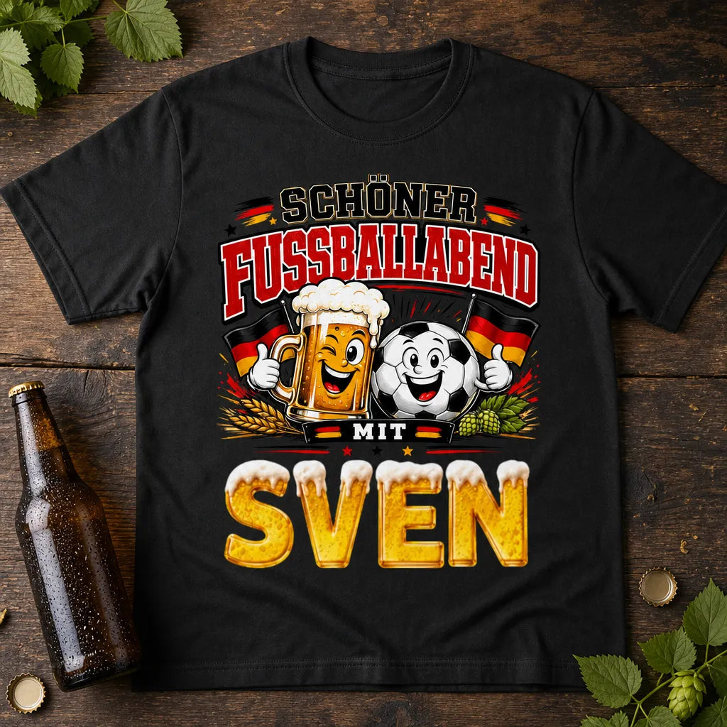 Personalisiertes Fußball Bier T-Shirt mit Namen - Schöner Abend mit Freunden