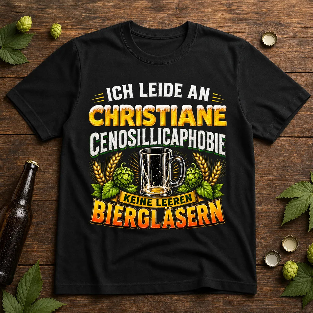 Personalisiertes Bier T-Shirt mit Namen - Keine leeren Biergläser mehr