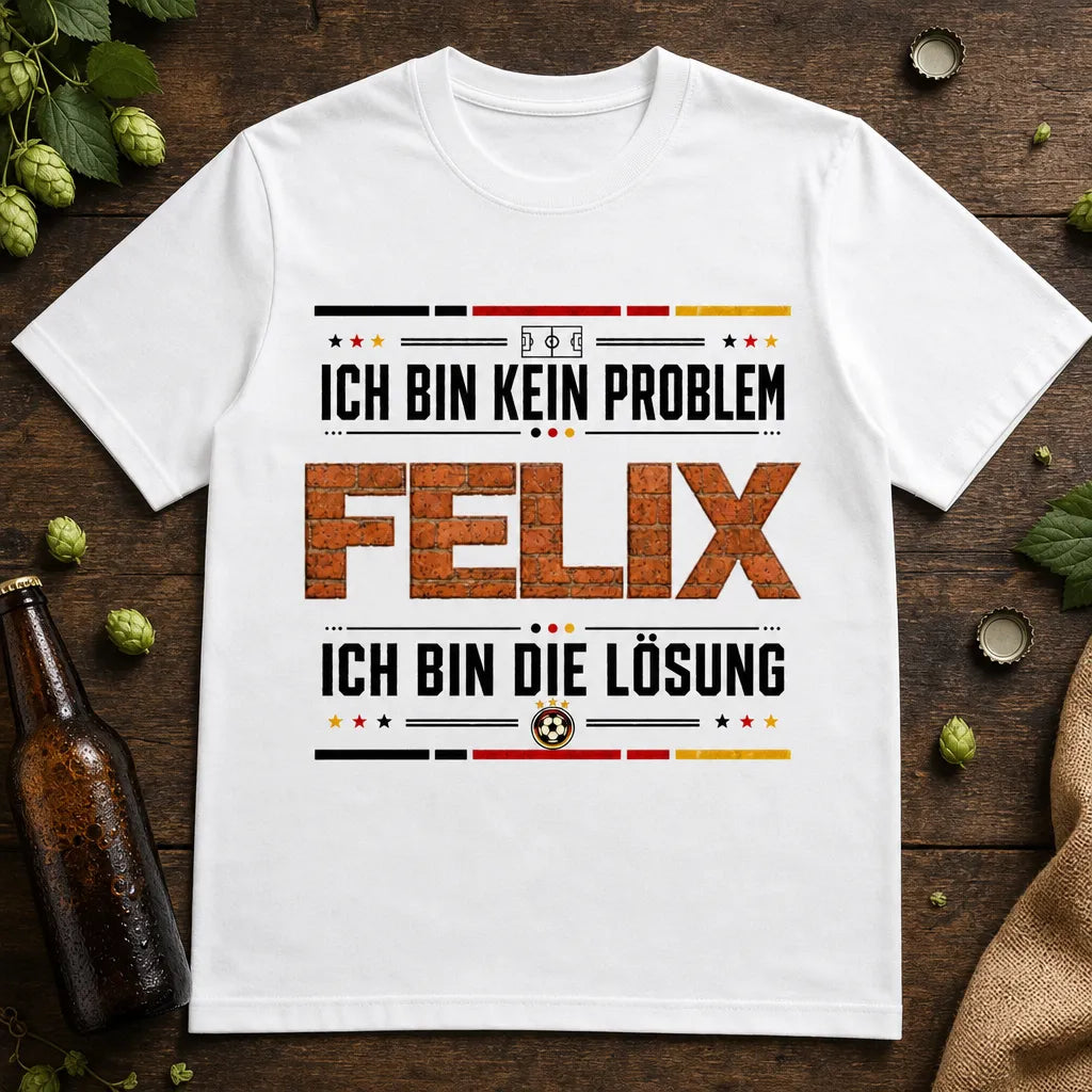 Personalisiertes Fußball Deutschland T-Shirt mit Namen - Ich bin die Lösung