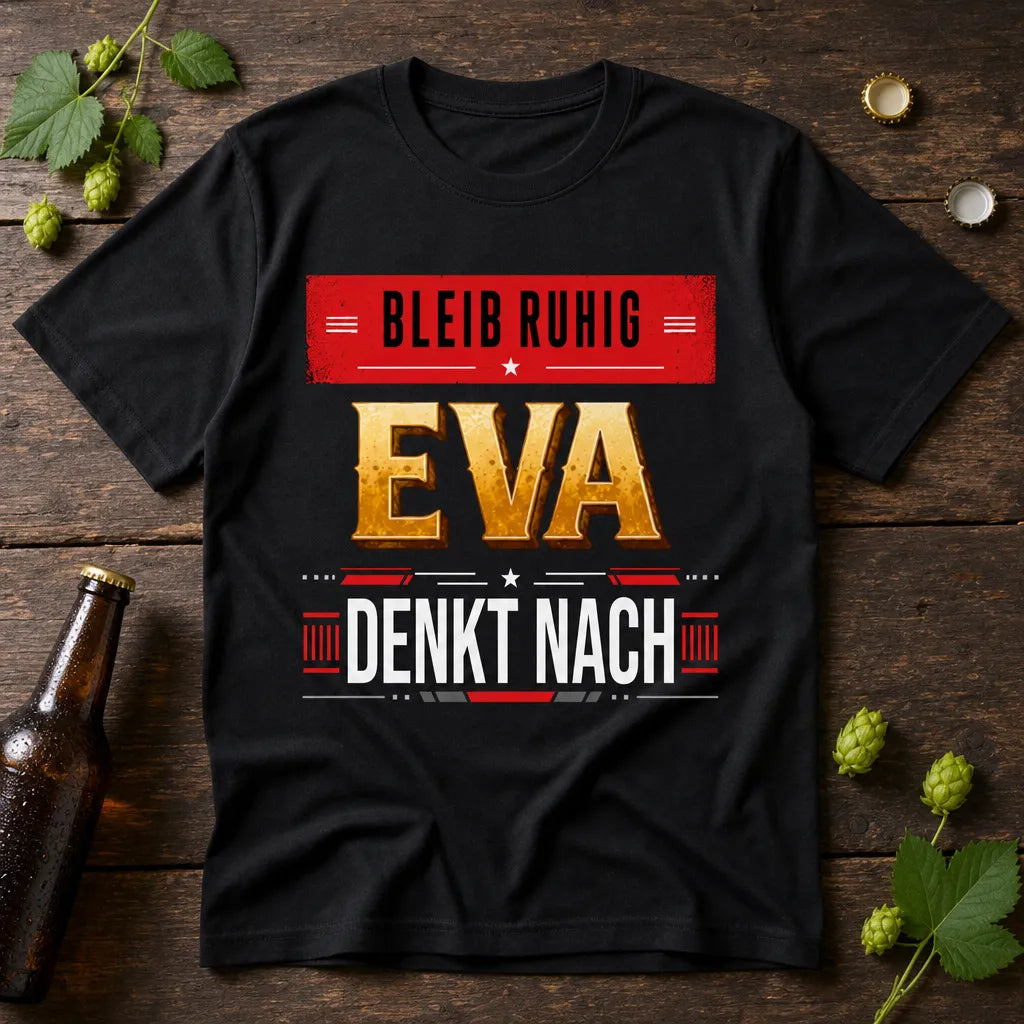 Personalisiertes Spruch T-Shirt mit Namen - Bleib Ruhig, kein Stress