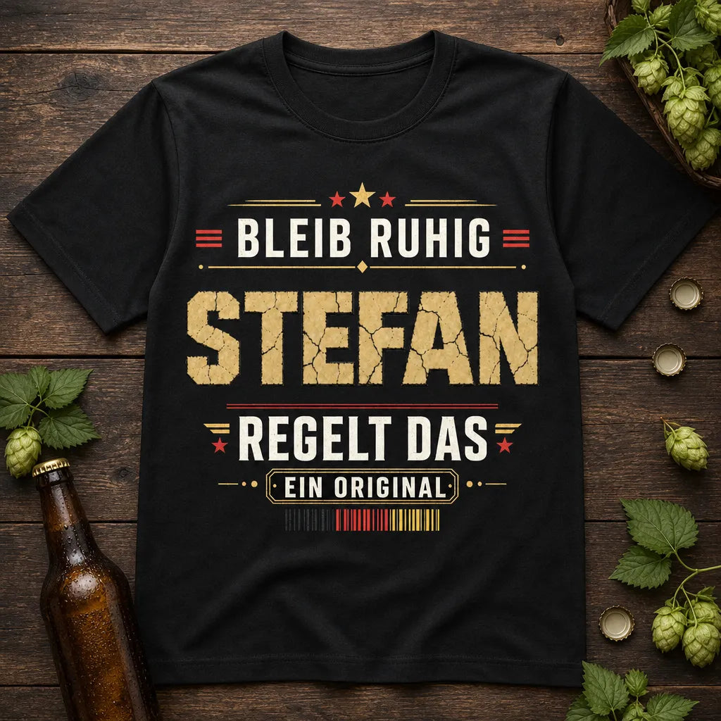 Personalisiertes Original T-Shirt mit Namen - Bleib ruhig, ich regelts