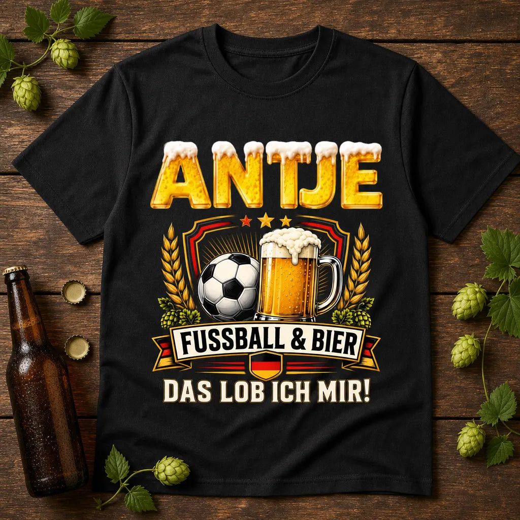 Personalisiertes Fußball Bier T-Shirt mit Namen - Das lob ich mir!