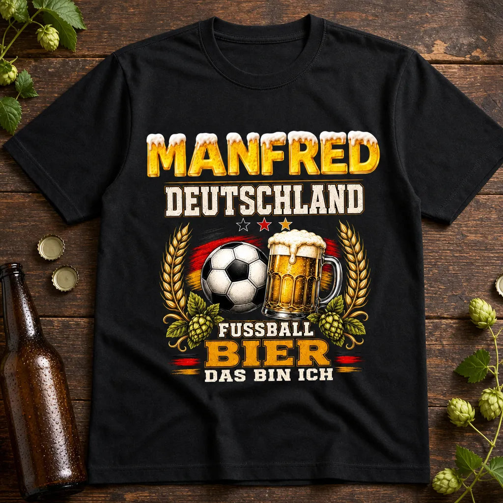 Personalisiertes Fußball Bier T-Shirt mit Namen - Deutschland, das bin ich