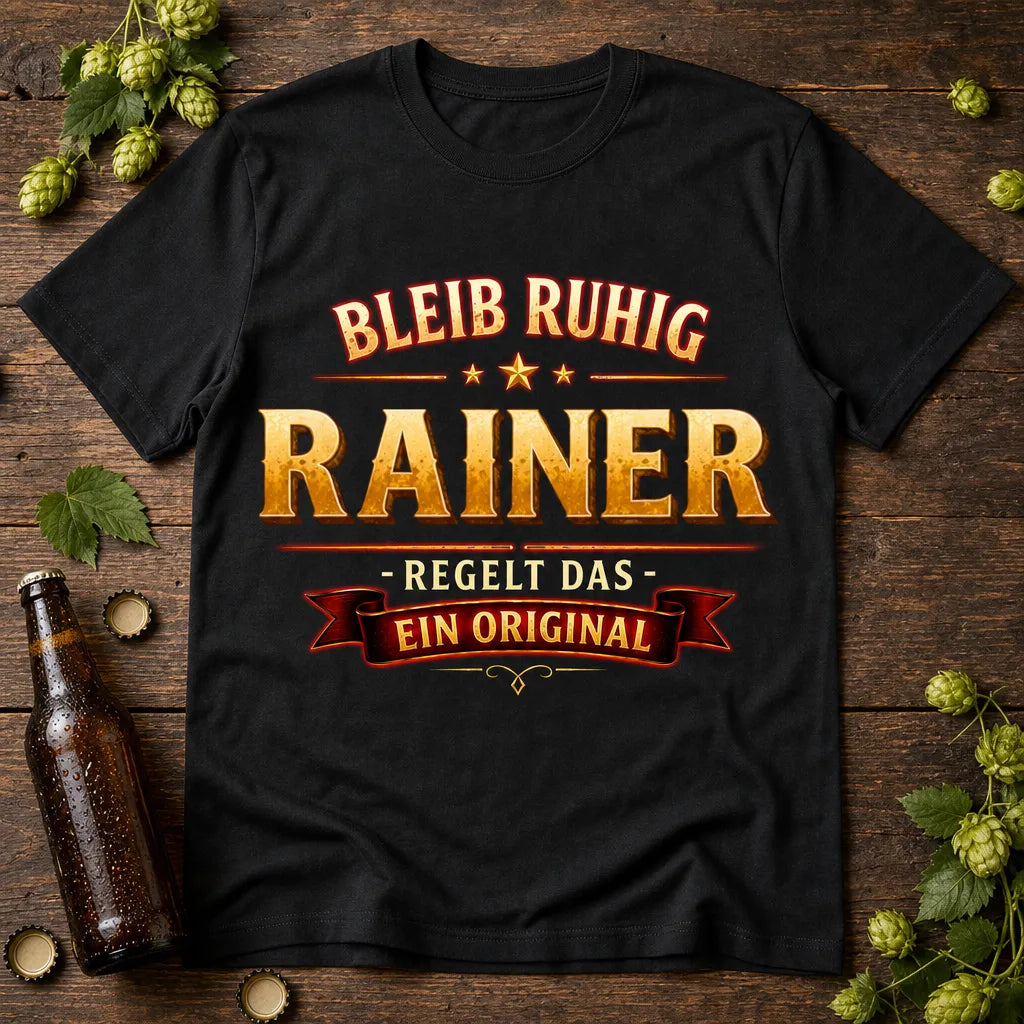 Personalisiertes Original T-Shirt mit Namen - Bleib ruhig, sie regelt das
