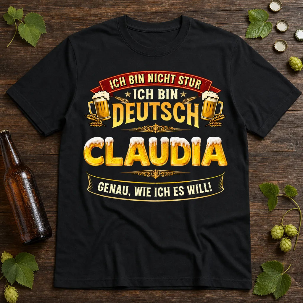 Personalisiertes Deutschland Bier T-Shirt mit Namen - Nicht stur, einfach Deutsch!