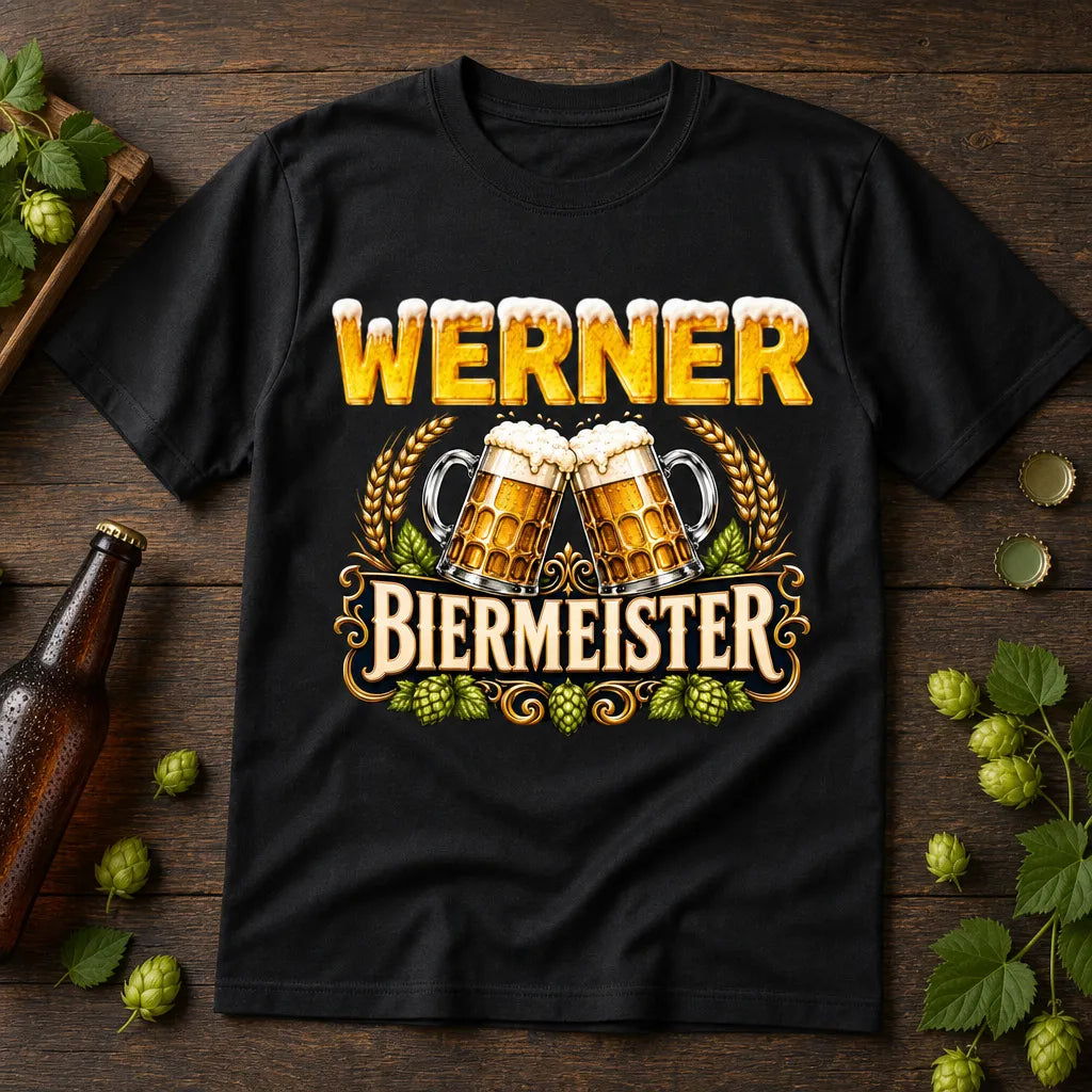 Personalisiertes Bier T-Shirt mit Namen - Der wahre Biermeister