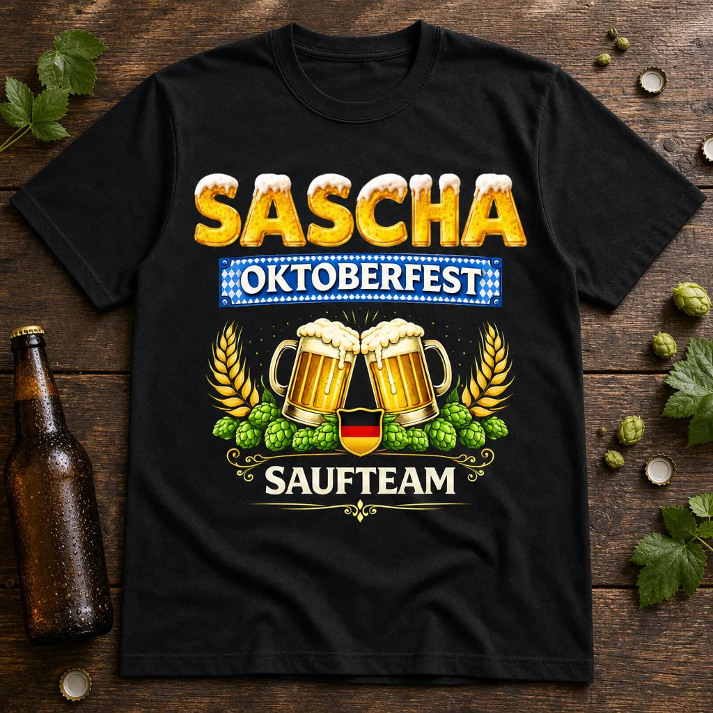 Personalisiertes Oktoberfest T-Shirt mit Namen - Für das beste Saufteam
