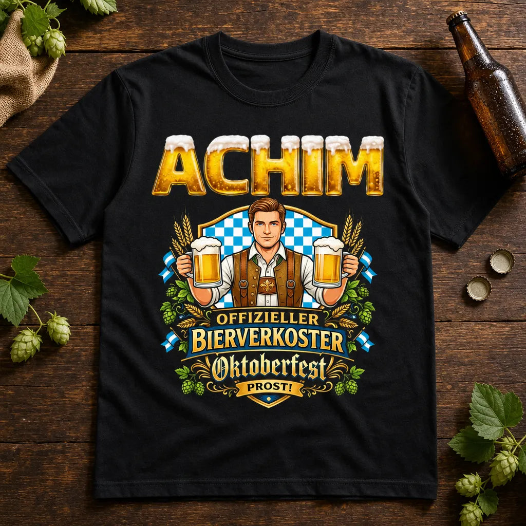 Personalisiertes Oktoberfest Bier T-Shirt mit Namen - Offizieller Bierverkoster Prost!