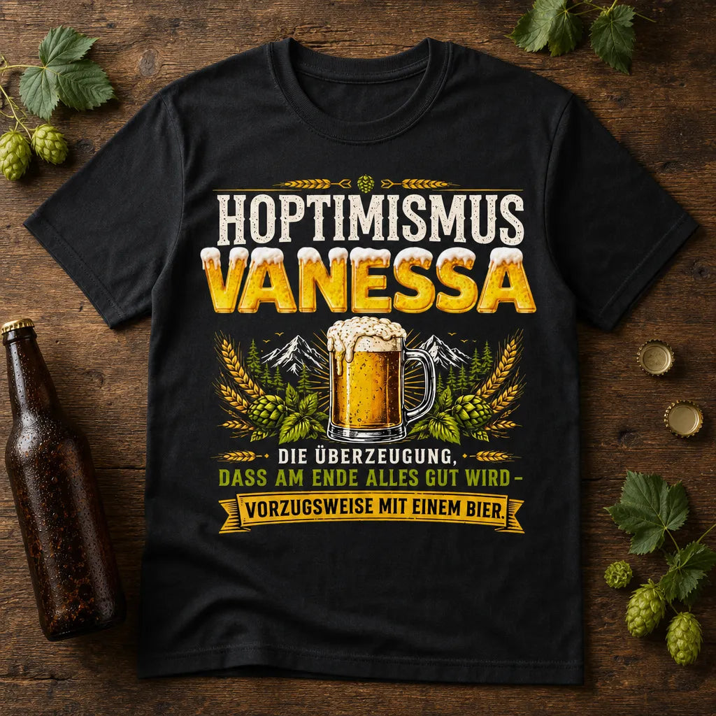 Personalisiertes Bier T-Shirt mit Namen - Alles wird gut mit Bier