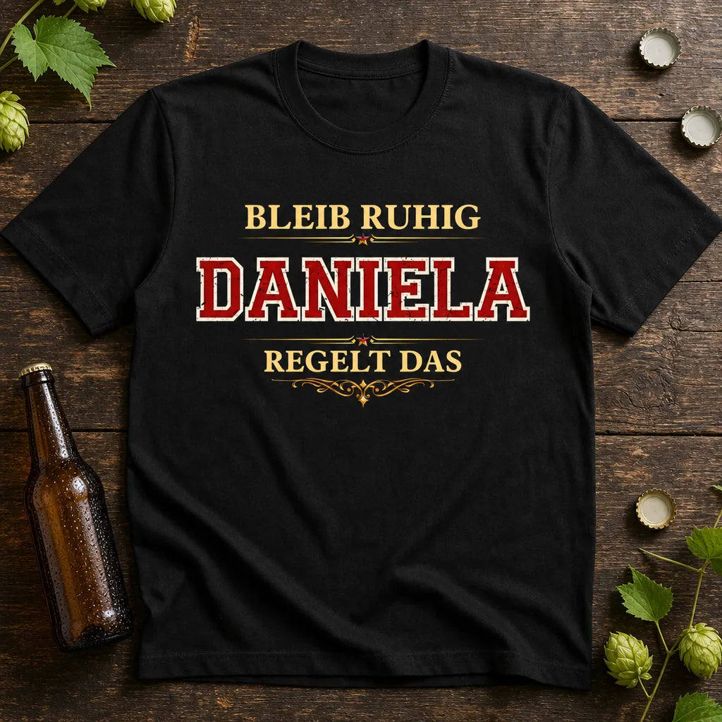 Personalisiertes Deutschland T-Shirt mit Namen - Bleib Ruhig, sie regelt das