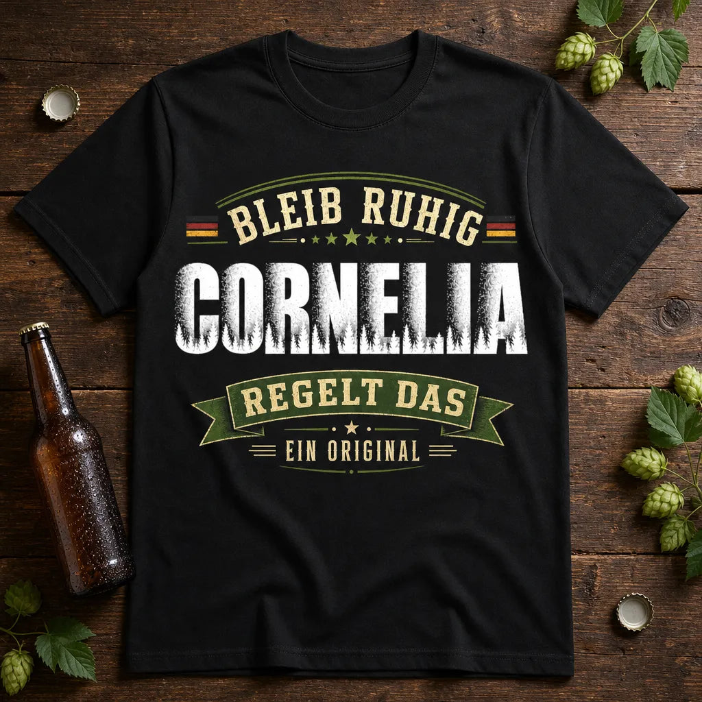 Personalisiertes Natur T-Shirt mit Namen - Bleib ruhig, sie regelt das