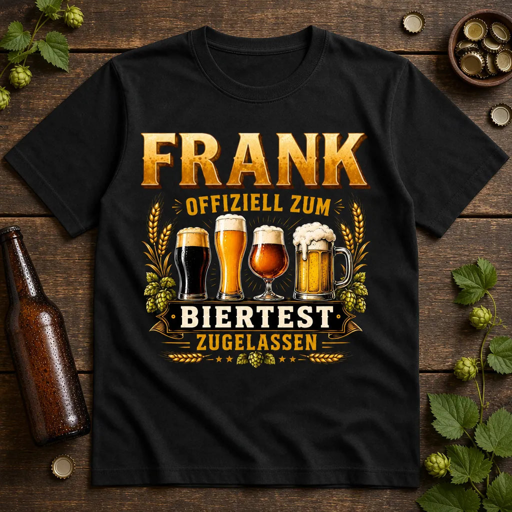 Personalisiertes Bier T-Shirt mit Namen - Offiziell zum Biertest zugelassen