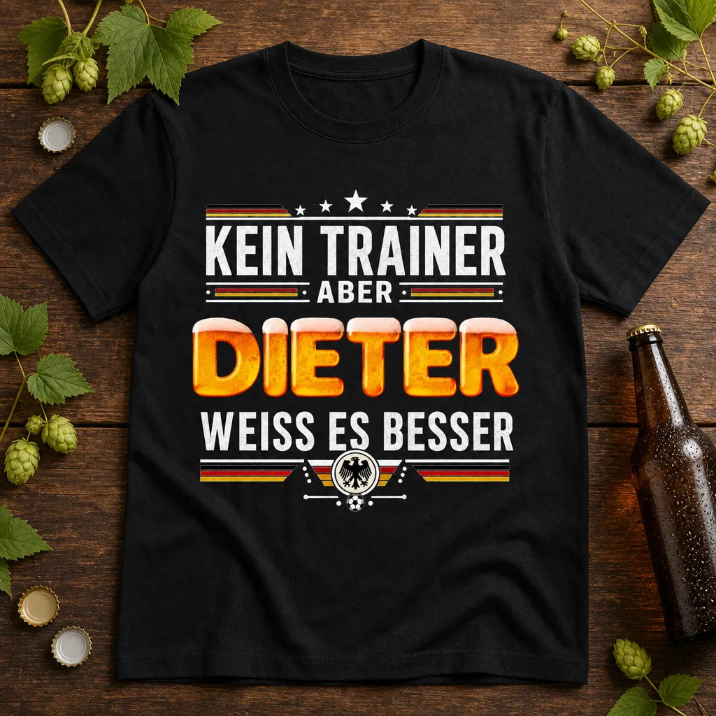 Personalisiertes Fußball T-Shirt mit Namen - Kein Trainer, weiß es besser