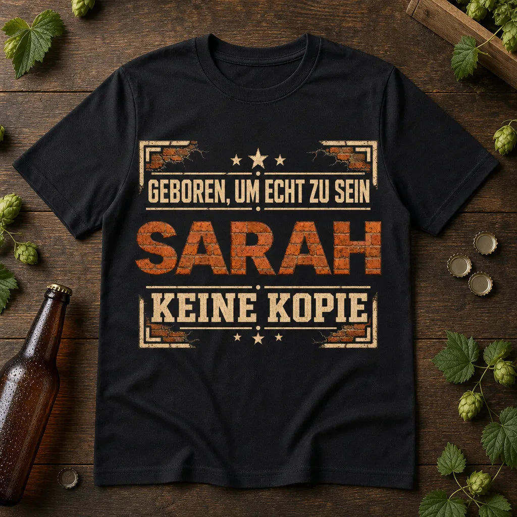 Personalisiertes Original T-Shirt mit Namen - Geboren, um echt zu sein