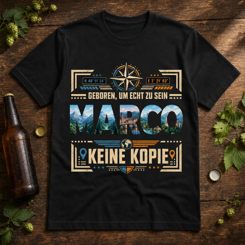 Personalisiertes Abenteurer T-Shirt mit Namen - Geboren, um echt zu sein