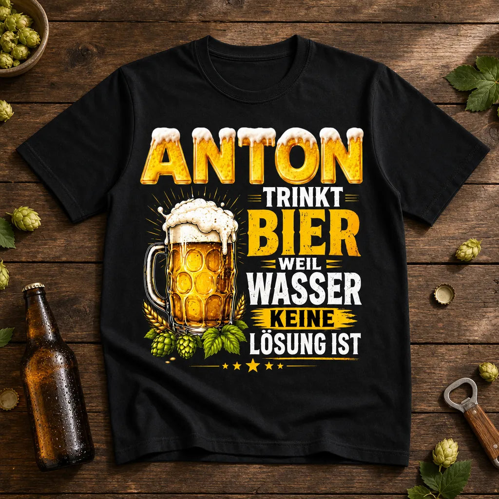 Personalisiertes Bier T-Shirt mit Namen - Ohne Bier keine Meinung