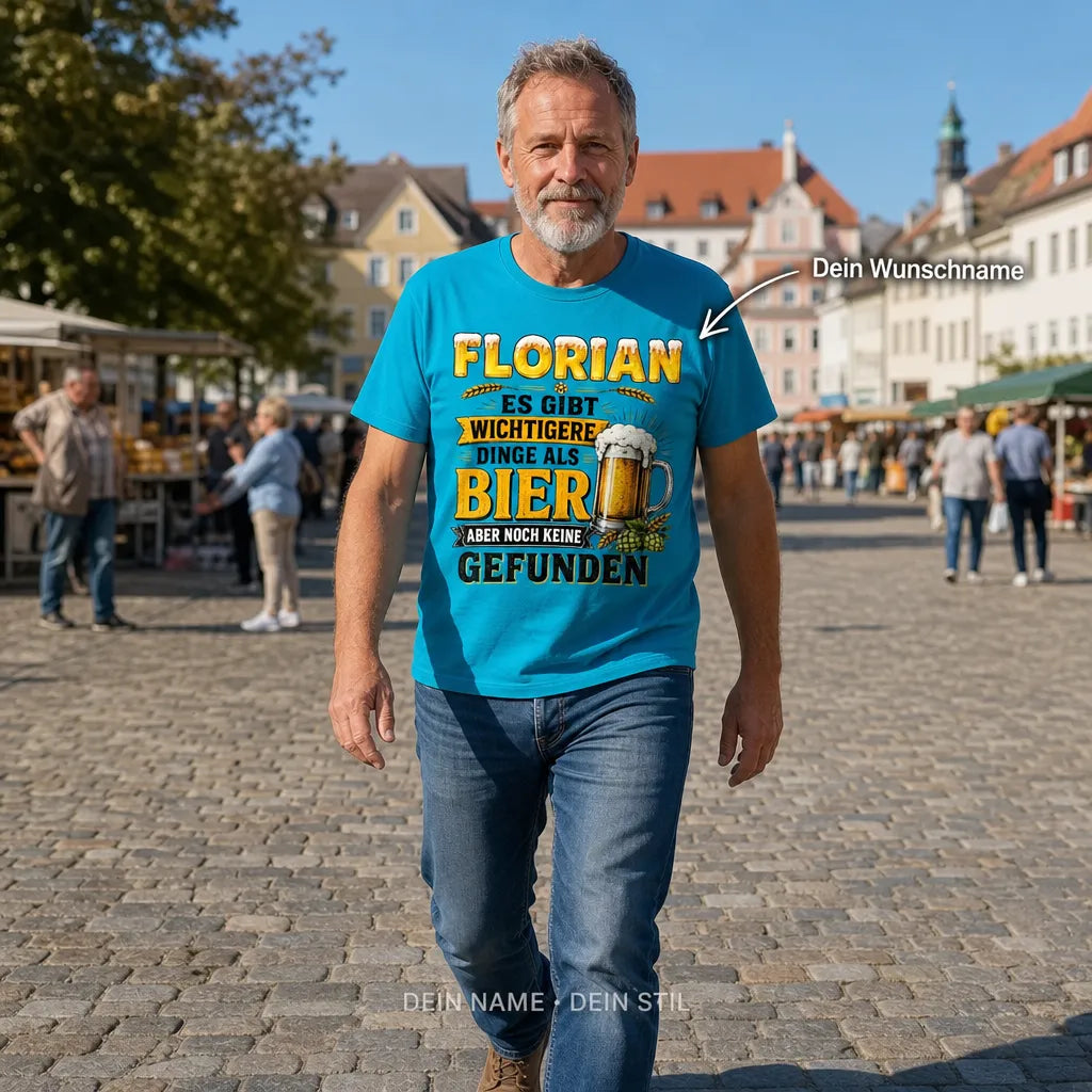 Personalisiertes Bier T-Shirt mit Namen - Ohne Bier ist alles sinnlos