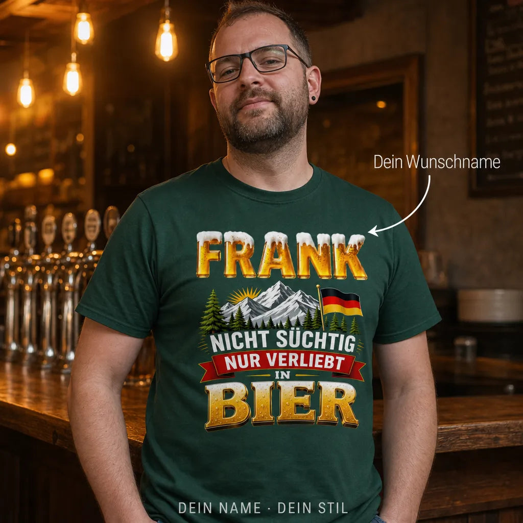 Personalisiertes Bier T-Shirt mit Namen - Status offline, Bier online