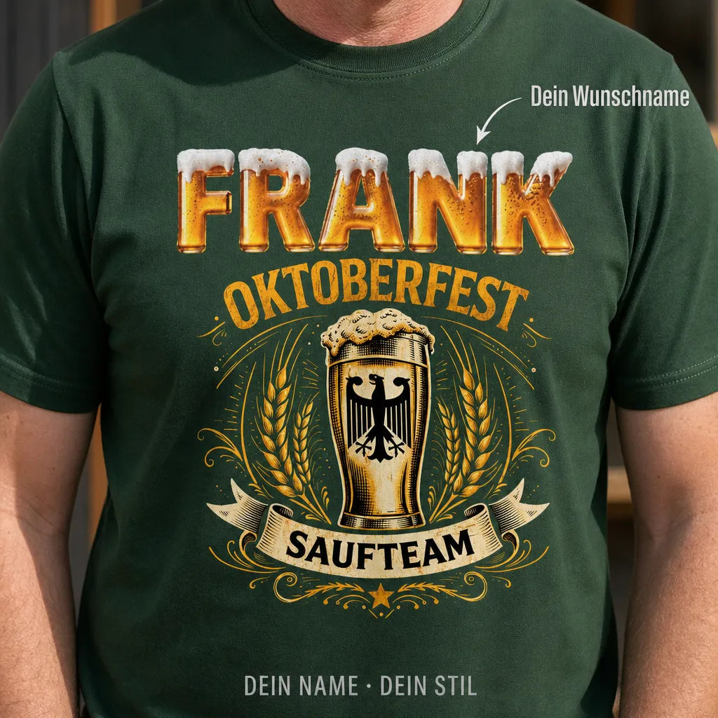 Personalisiertes Bier Deutschland T-Shirt mit Namen - Trinkt deutsch, denkt genial